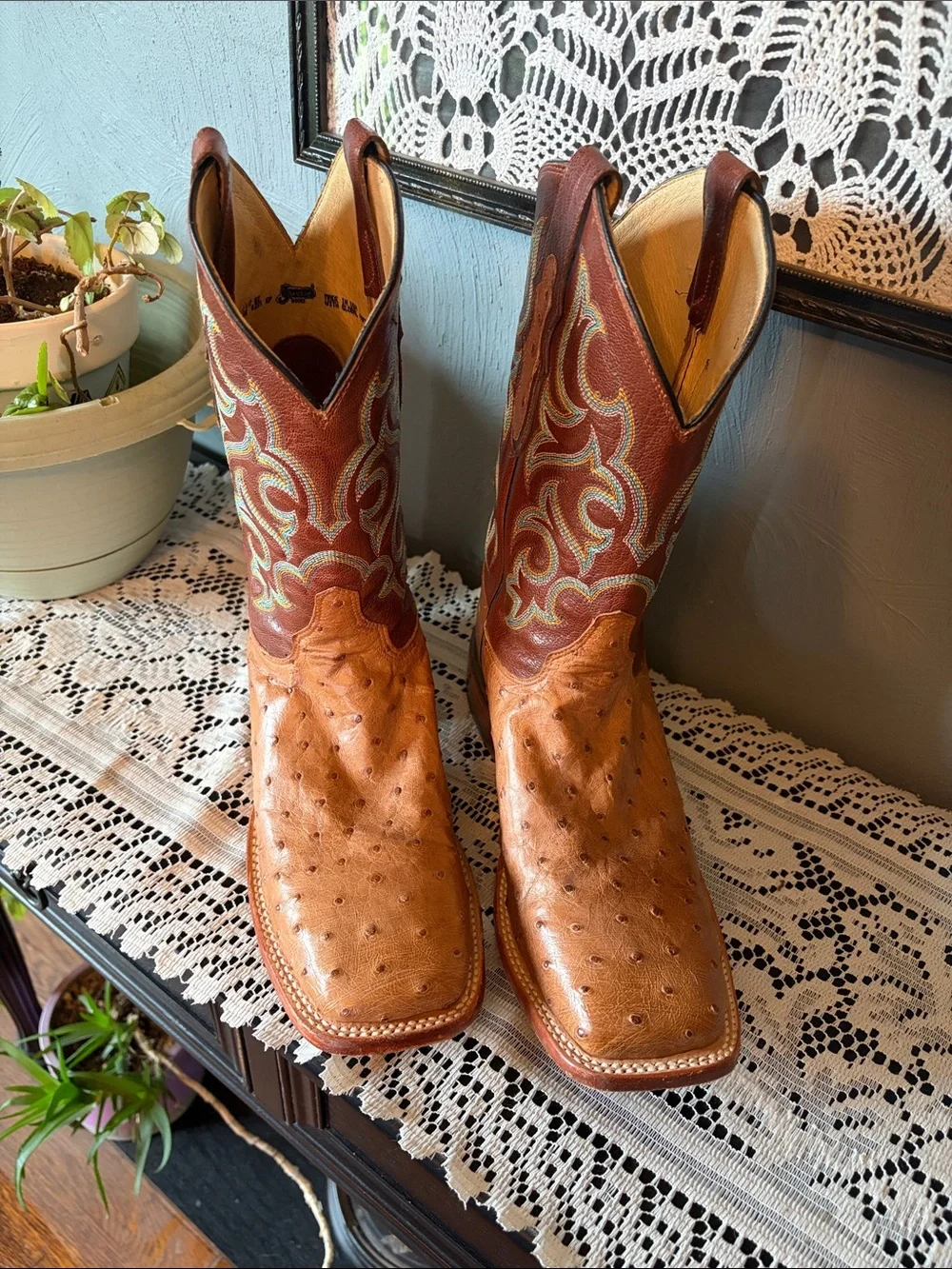 Justin Boots genuine ostrich